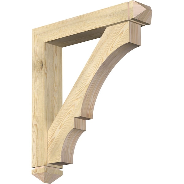 Ekena Millwork Balboa Arts and Crafts Rough Sawn Bracket w/ Offset Brace, Douglas Fir, 6"W x 32"D x 36"H BKT0604X32X36BOA03RDF - main